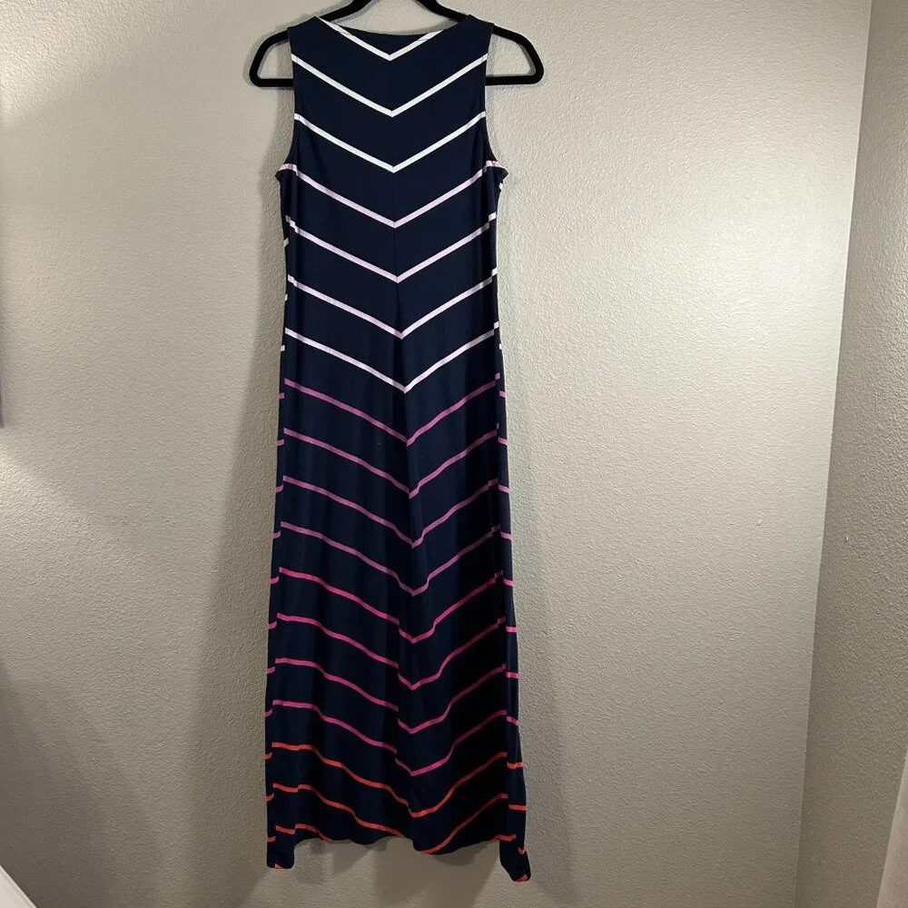 Women's Tommy Hilfiger Navy Blue Chevron Ombre Maxi V-Neck Dress Size: S